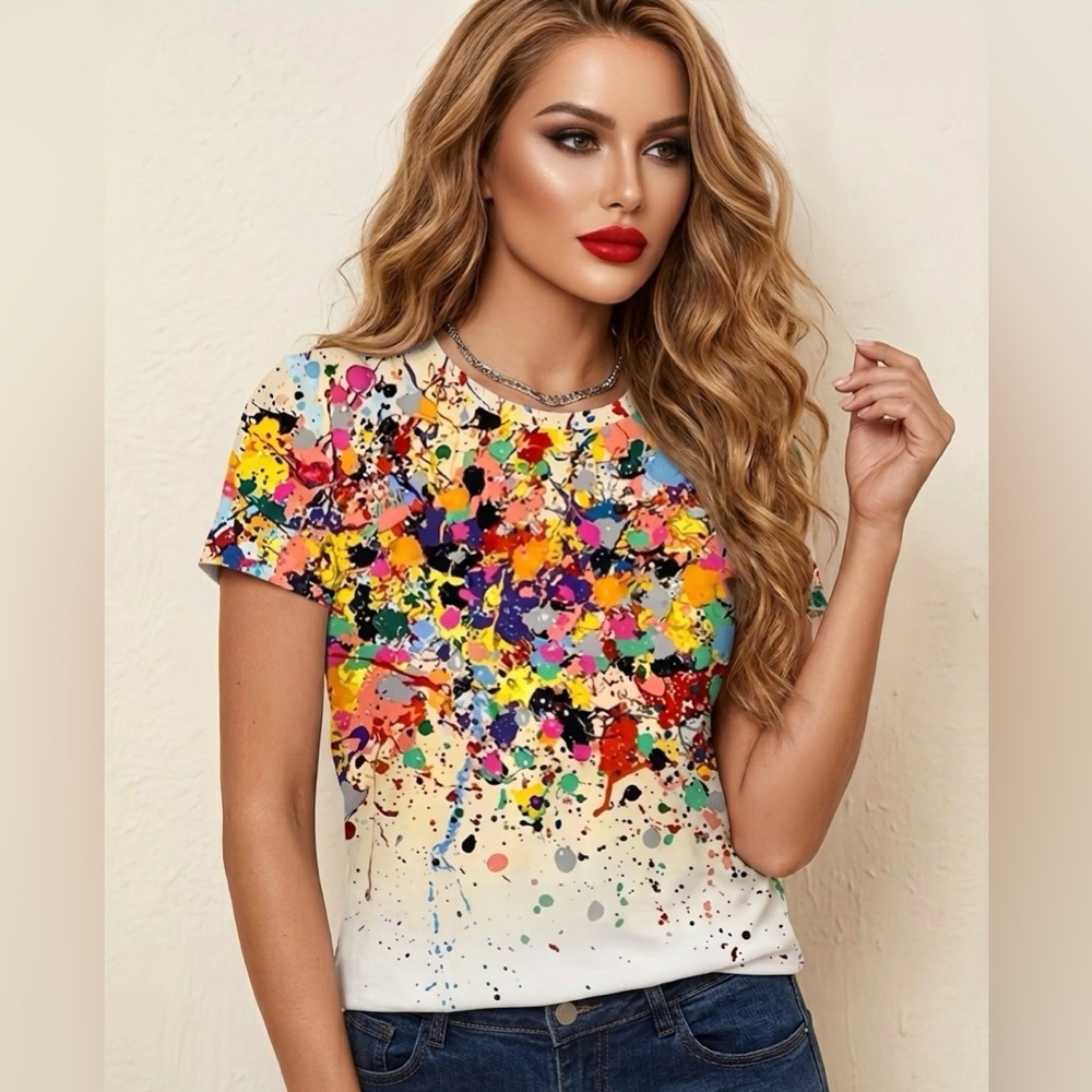 Color Splash Short Sleeve Tee - Multicolor